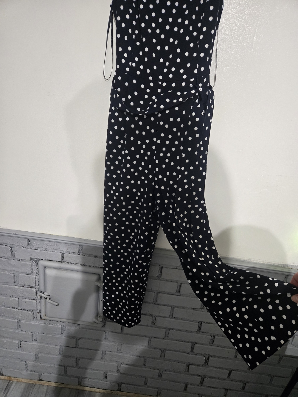 Calvin Klein Black and White Polka Dot Jumpsuit